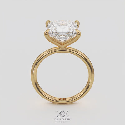 5.00 Ct F VS1 Princess Cut Solitaire Diamond Ring, in white gold, 360 spin