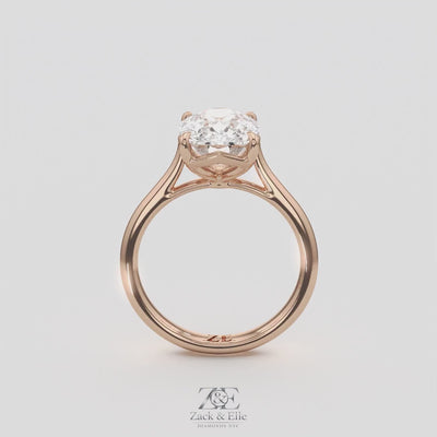 3.00 Ct D VS1 Cushion Solitaire Lab Grown Diamond Ring, in white gold, 360 spin