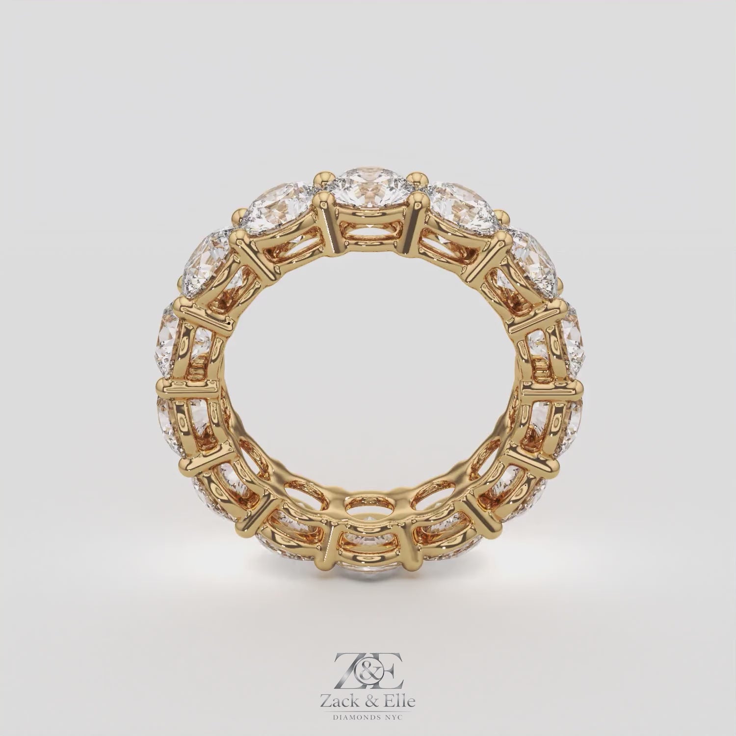 7.00 CTW D-E VS1 Round Lab Grown Diamond Eternity Ring, in white gold, 360 spin