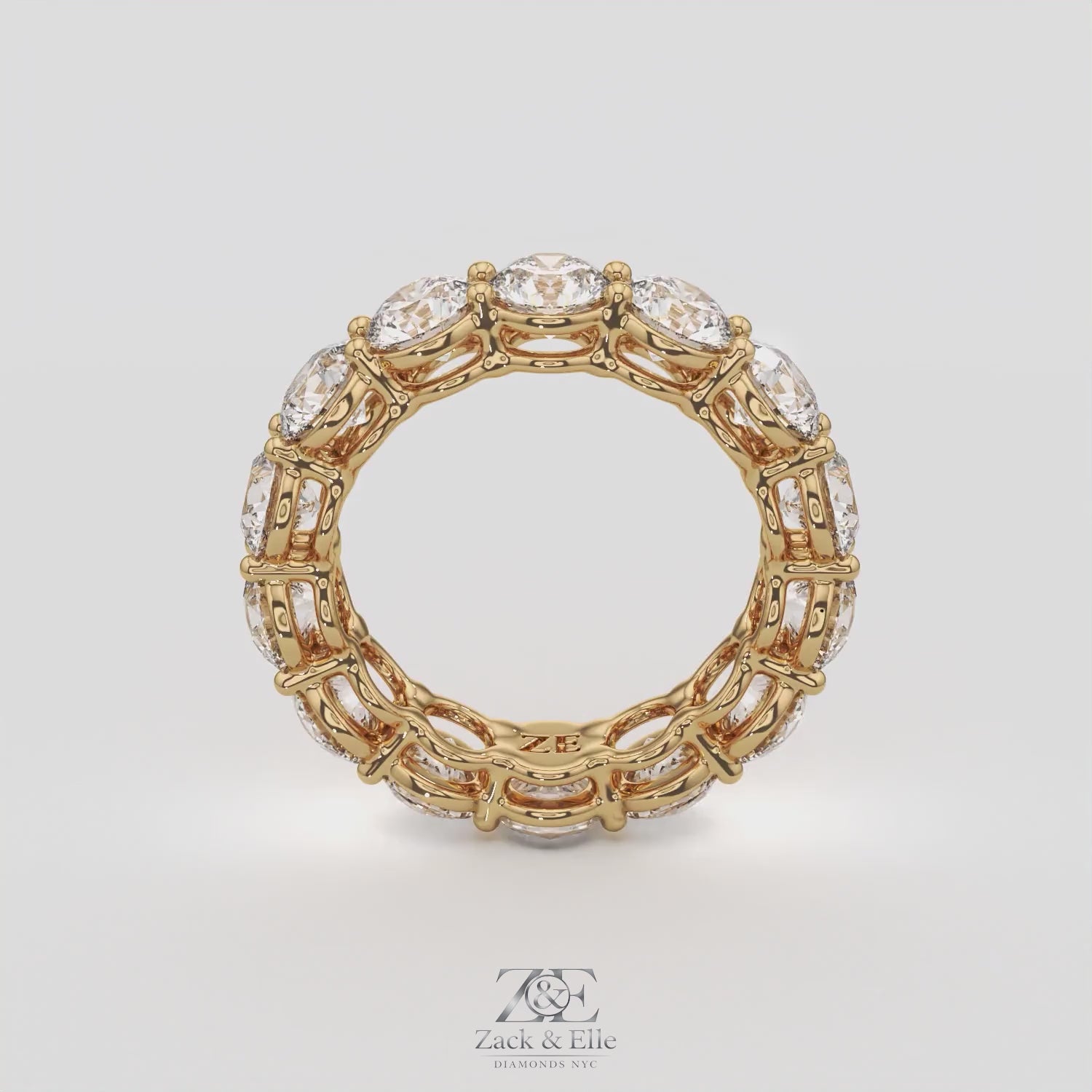 5.50 CTW D-E Color VS1 Round Lab Grown Diamond Eternity Ring, in white gold, 360 spin