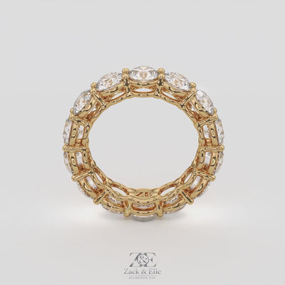 5.50 CTW D-E Color VS1 Round Lab Grown Diamond Eternity Ring, in white gold, 360 spin