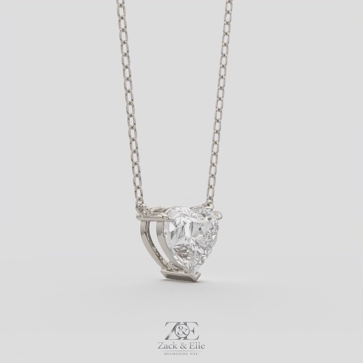 4.00 Ct E VS1 Heart Shape Lab Grown Diamond Pendant, in white gold, 360 spin