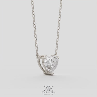 4.00 Ct E VS1 Heart Shape Lab Grown Diamond Pendant, in white gold, 360 spin