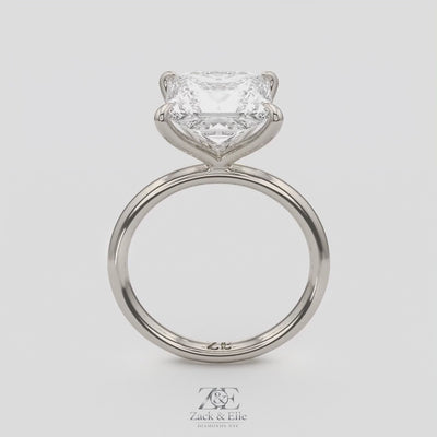 5.00 Ct F VS1 Princess Cut Solitaire Diamond Ring, in white gold, 360 spin