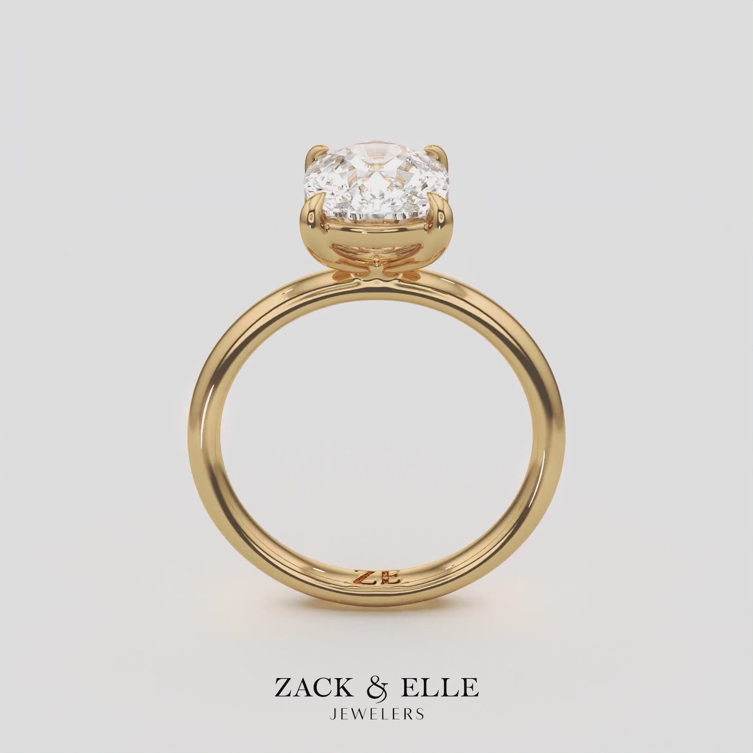 3.00 Ct E VS1 Elongated Cushion Solitaire Diamond Ring, in white gold, 360 spin