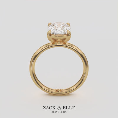 3.00 Ct E VS1 Elongated Cushion Solitaire Diamond Ring, in white gold, 360 spin