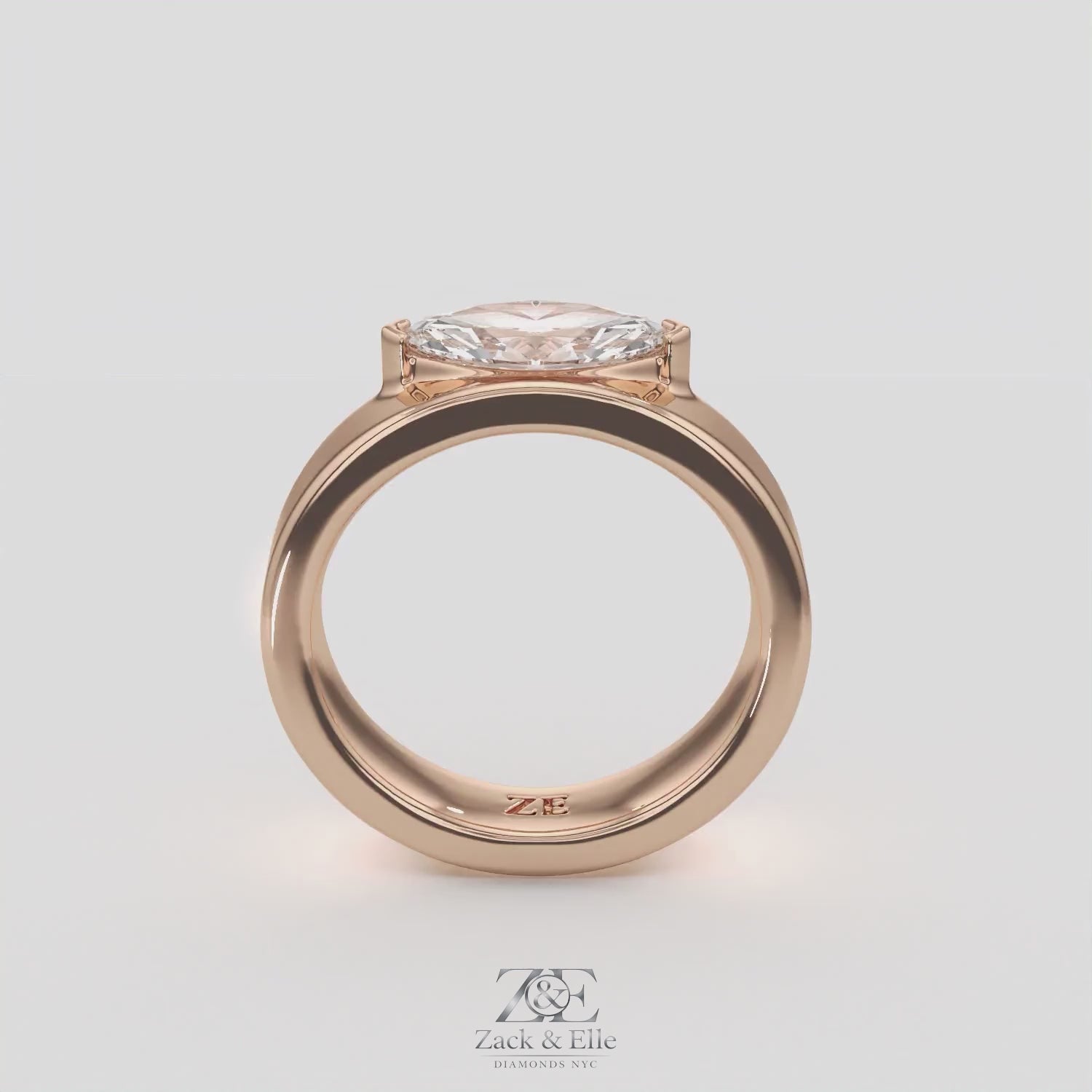 1.00 Ct D VS1 Marquise East West Solitaire Lab Grown Diamond Ring, in white gold, 360 spin