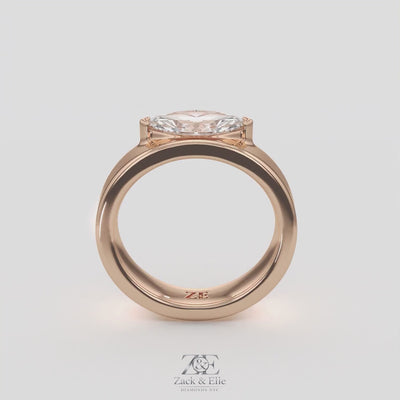 1.00 Ct D VS1 Marquise East West Solitaire Lab Grown Diamond Ring, in white gold, 360 spin