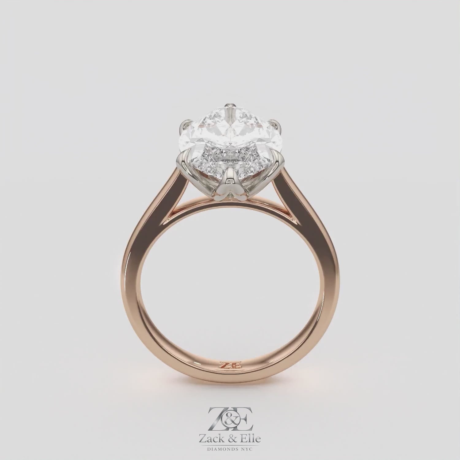 4.00 Ct F VS1 Marquise Tulip Setting Solitaire Diamond Ring, in white gold, 360 spin