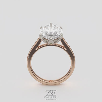 4.00 Ct F VS1 Marquise Tulip Setting Solitaire Diamond Ring, in white gold, 360 spin