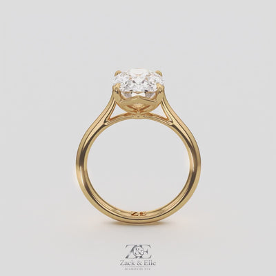 3.00 Ct D VS1 Cushion Solitaire Lab Grown Diamond Ring, in white gold, 360 spin