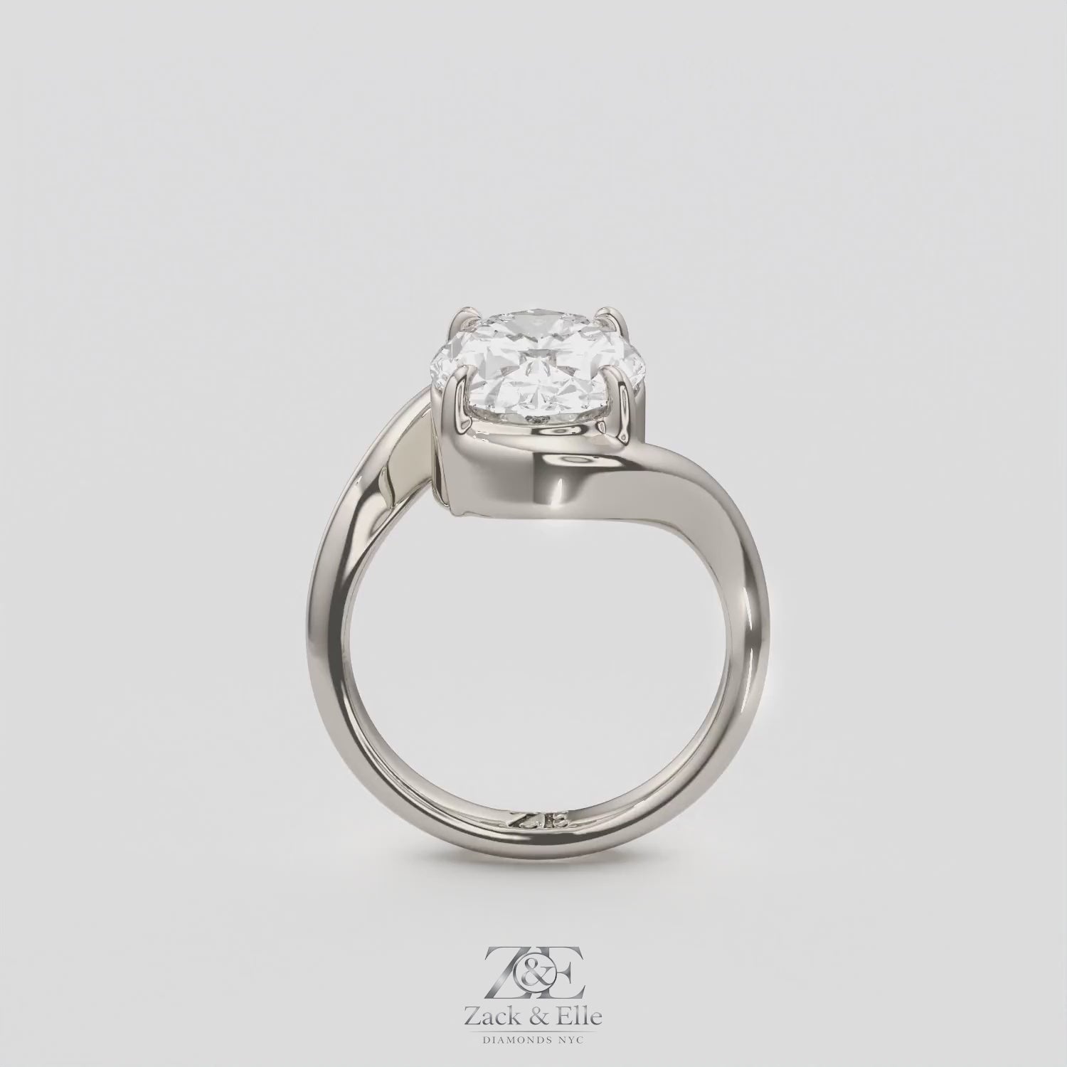 3.00 Ct E VS1 Oval Lab Grown Diamond Solitaire Ring, in white gold, 360 spin