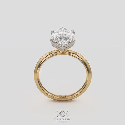 3.00 Ct E VS1 Marquise Lab Grown Diamond Solitaire Ring, in white gold, 360 spin