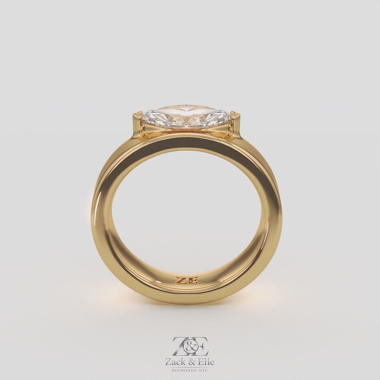 1.00 Ct D VS1 Marquise East West Solitaire Lab Grown Diamond Ring, in white gold, 360 spin