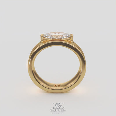 1.00 Ct D VS1 Marquise East West Solitaire Lab Grown Diamond Ring, in white gold, 360 spin