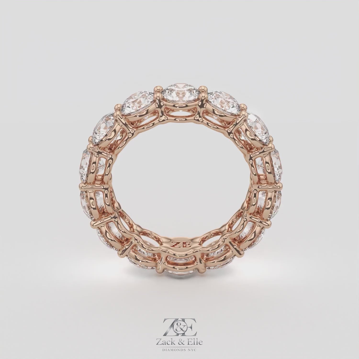 5.50 CTW D-E Color VS1 Round Lab Grown Diamond Eternity Ring, in white gold, 360 spin