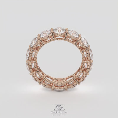 5.50 CTW D-E Color VS1 Round Lab Grown Diamond Eternity Ring, in white gold, 360 spin