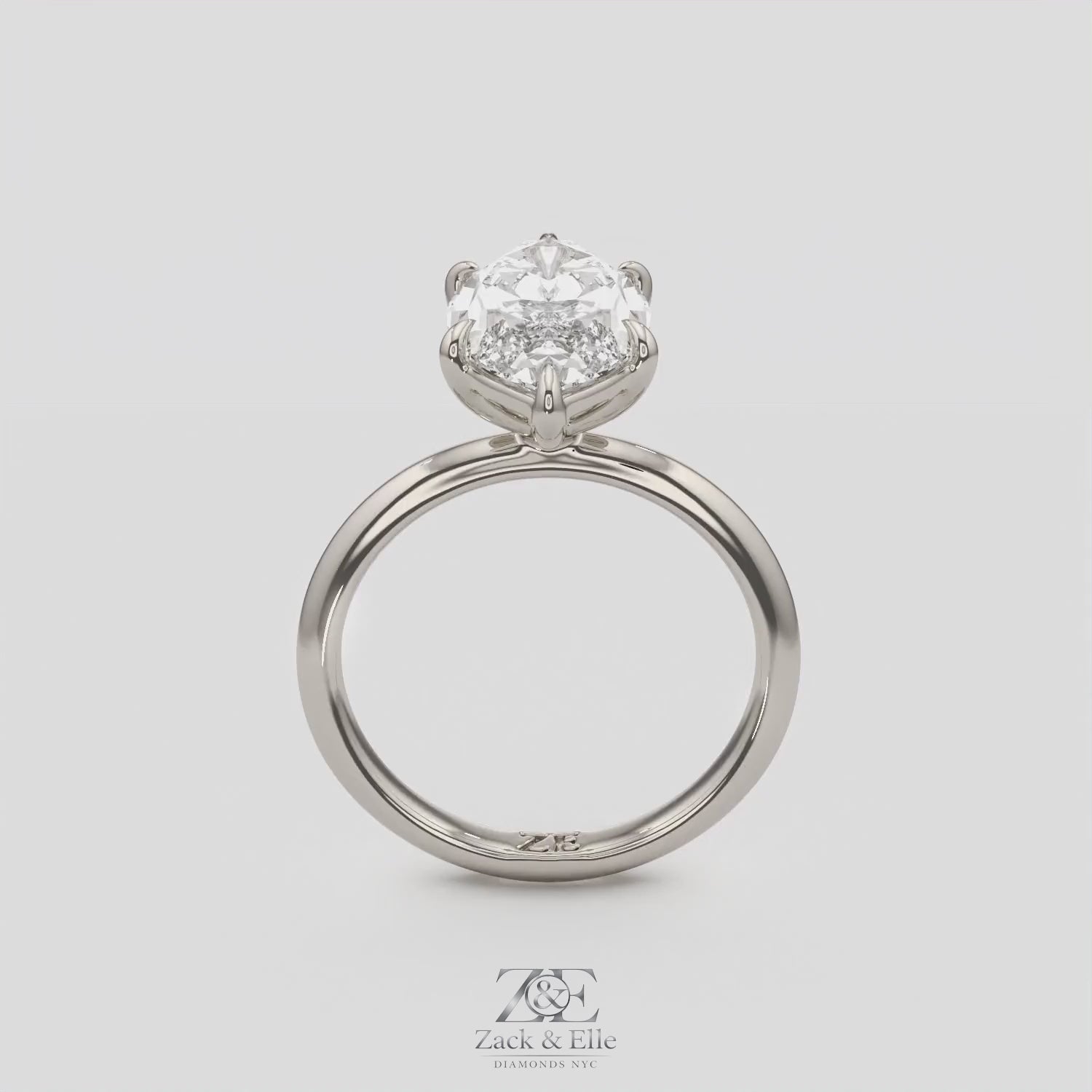 3.00 Ct E VS1 Marquise Lab Grown Diamond Solitaire Ring, in white gold, 360 spin