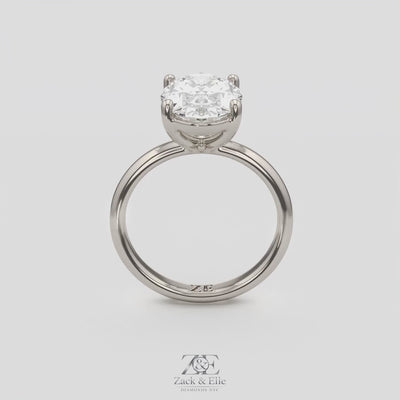 3.00 Ct E VS1 Oval Lab Grown Diamond Solitaire Ring, in white gold, 360 spin