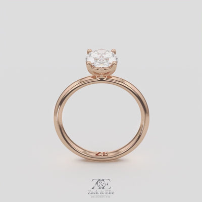 1.00 Ct E VS1 Oval Lab Grown Diamond Solitaire Ring, in white gold, 360 spin