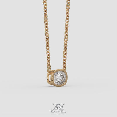 3.00 Ct F VS1 Cushion East West Lab Grown Diamond Pendant, in yellow gold, 360 spin