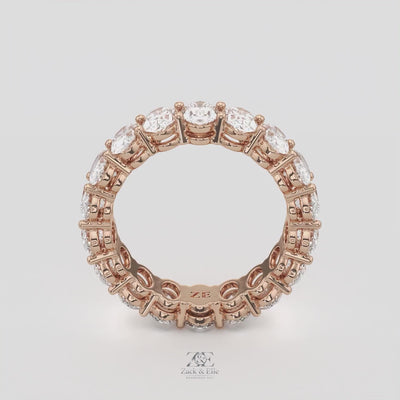 4.00 Ct D-E Color VS1 Oval Lab-Grown Diamond Eternity Ring, in white gold, 360 spin