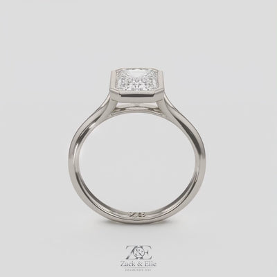 2.00 Ct F VS1 Emerald Cut Lab Grown Diamond Solitaire Ring, in white gold, 360 spin