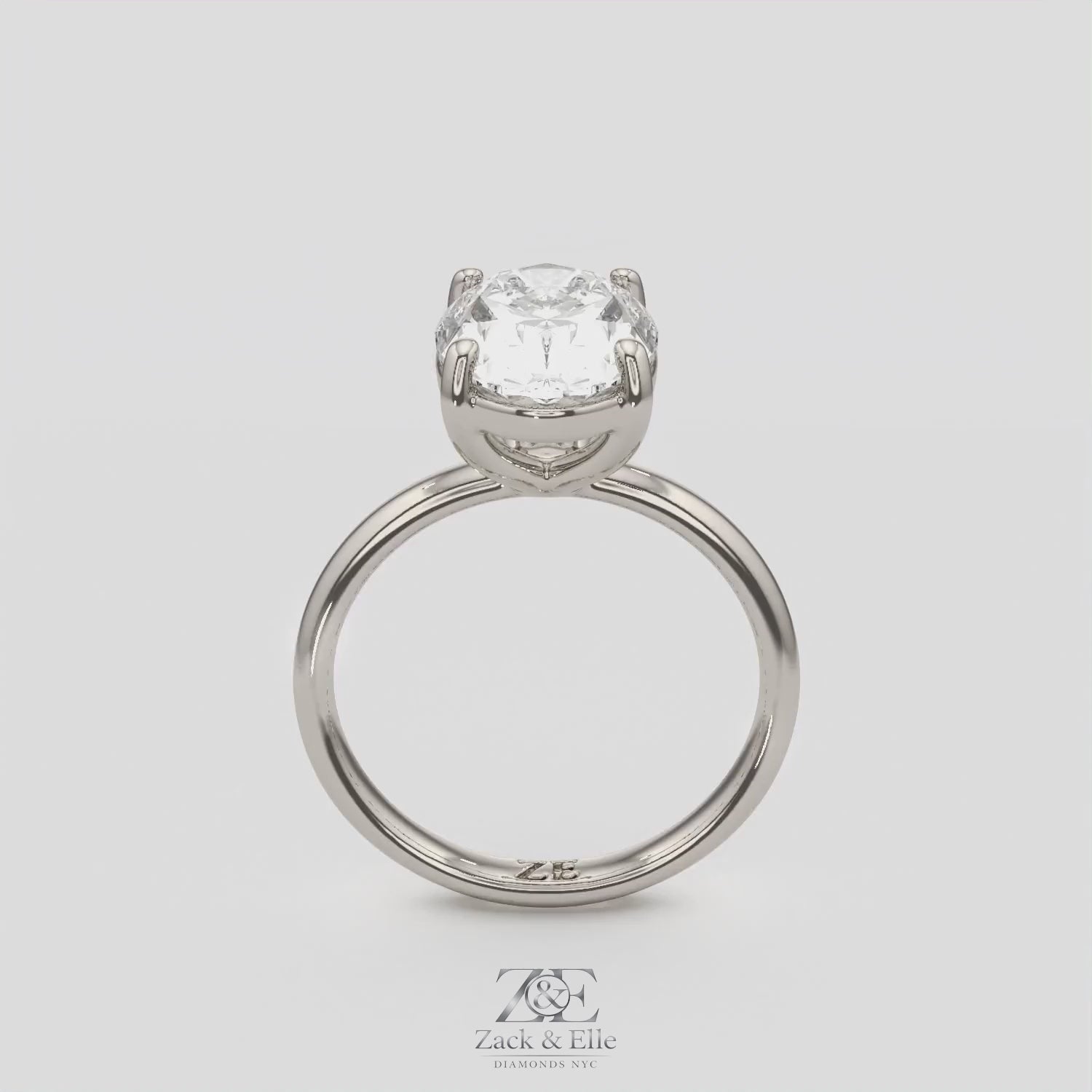 3.00 Ct D VS1 Oval Solitaire Lab Grown Diamond Ring, in white gold, 360 spin