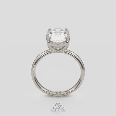 3.00 Ct D VS1 Oval Solitaire Lab Grown Diamond Ring, in white gold, 360 spin