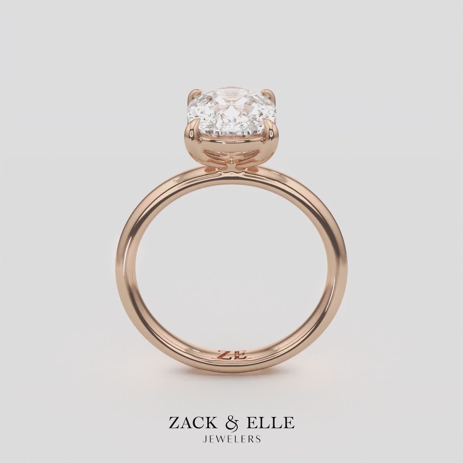 3.00 Ct E VS1 Elongated Cushion Solitaire Diamond Ring, in white gold, 360 spin