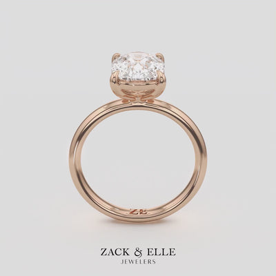 3.00 Ct E VS1 Elongated Cushion Solitaire Diamond Ring, in white gold, 360 spin