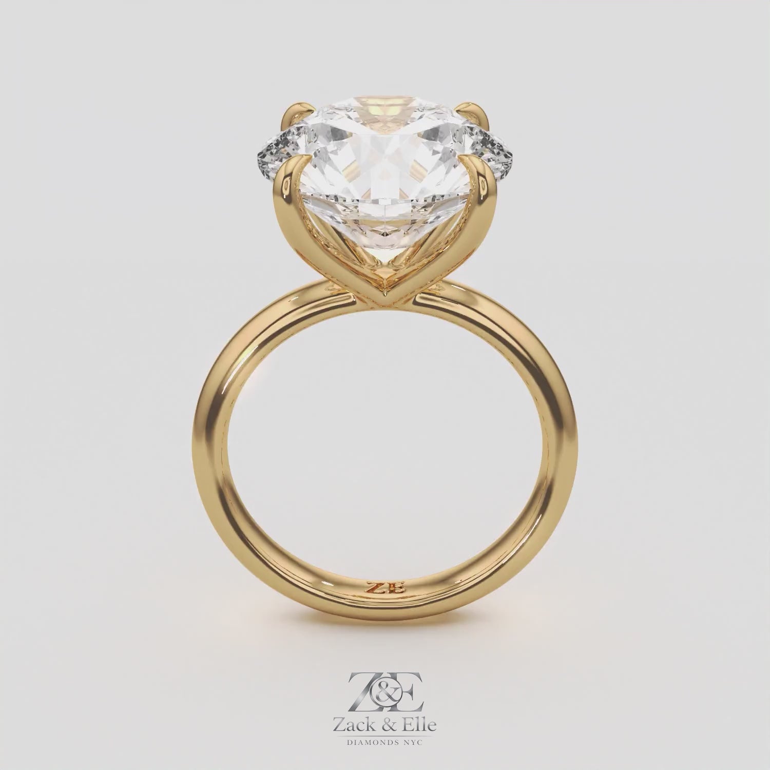 5.00 Ct E VS1 Round Brilliant Solitaire Diamond Ring, in white gold, 360 spin