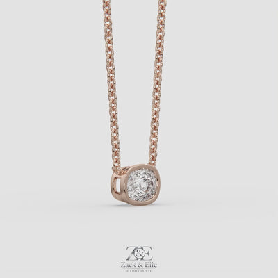 3.00 Ct F VS1 Cushion East West Lab Grown Diamond Pendant, in rose gold, 360 spin