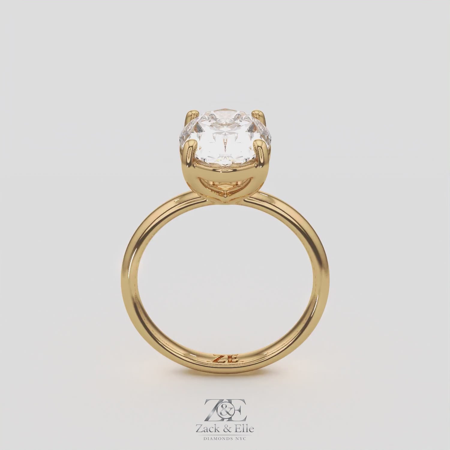 3.00 Ct D VS1 Oval Solitaire Lab Grown Diamond Ring, in white gold, 360 spin