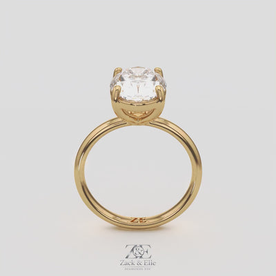 3.00 Ct D VS1 Oval Solitaire Lab Grown Diamond Ring, in white gold, 360 spin