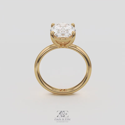3.00 Ct E VS1 Oval Lab Grown Diamond Solitaire Ring, in white gold, 360 spin