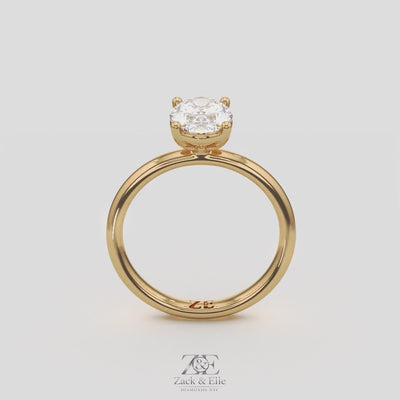 1.00 Ct E VS1 Oval Lab Grown Diamond Solitaire Ring, in white gold, 360 spin