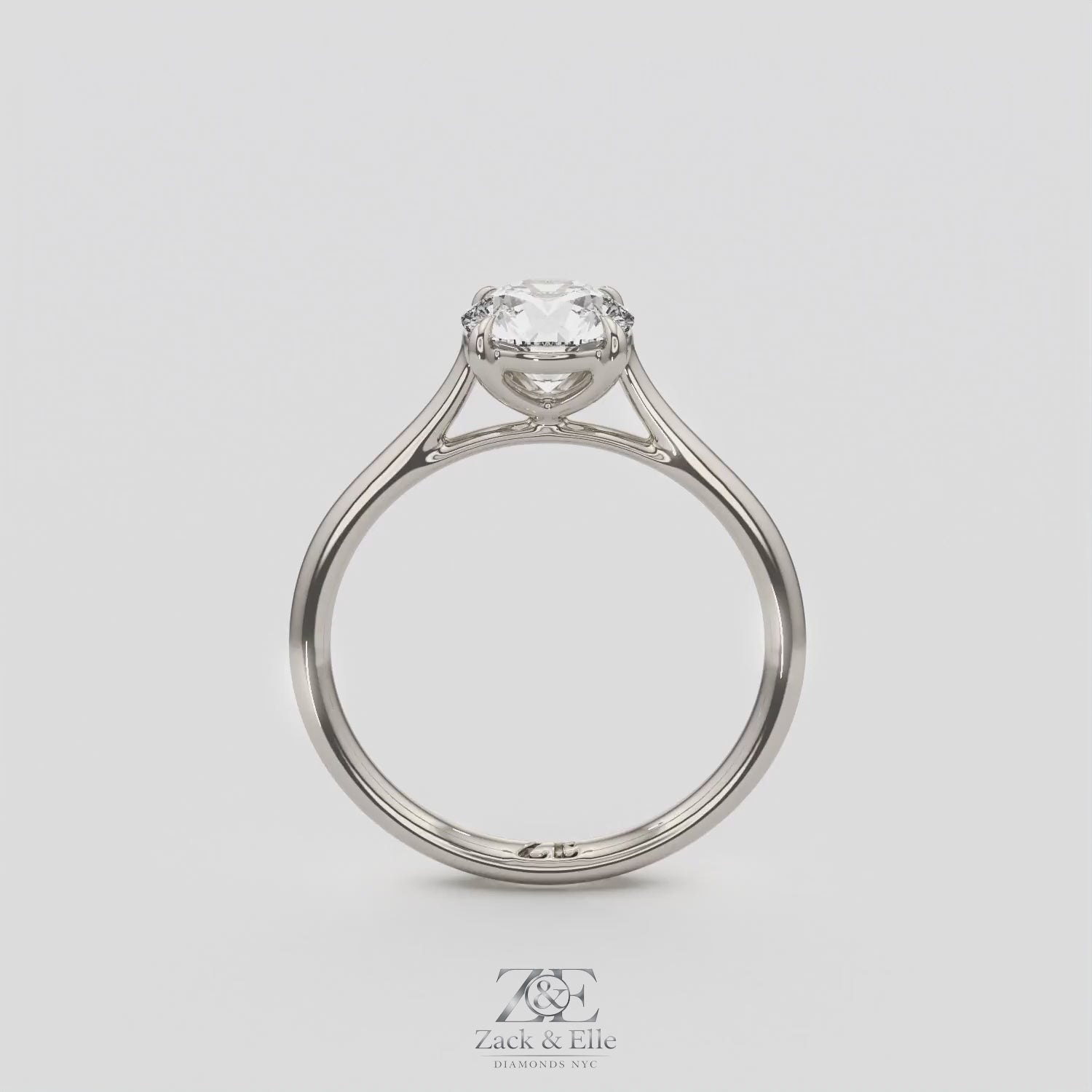 1.00 Ct D VVS2 Round Solitaire Lab Grown Diamond Ring, in white gold, 360 spin