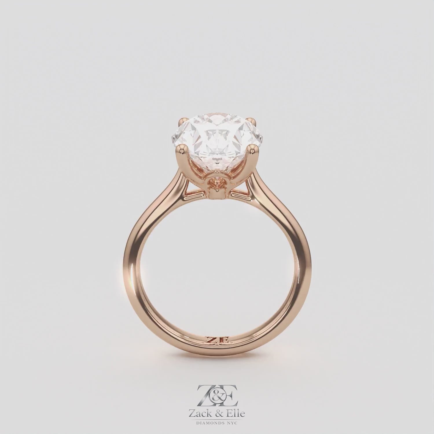 3.00 Ct D VS1 Oval Solitaire Diamond Ring Tulip Setting, in white gold, 360 spin