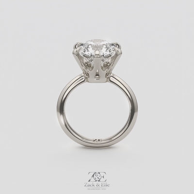 5.00 Ct E VS1 Round Lab-Grown Diamond Solitaire Ring, in white gold, 360 spin