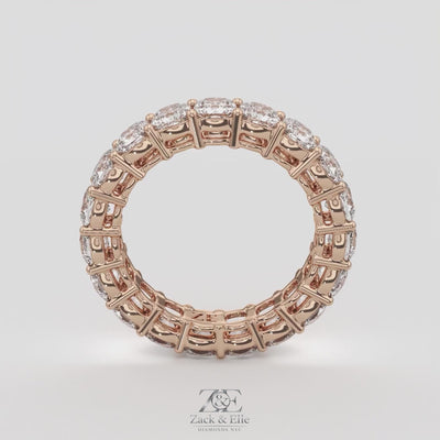 4.00 Ct D-E Color VS1 Cushion Lab Diamond Eternity Ring, in white gold, 360 spin