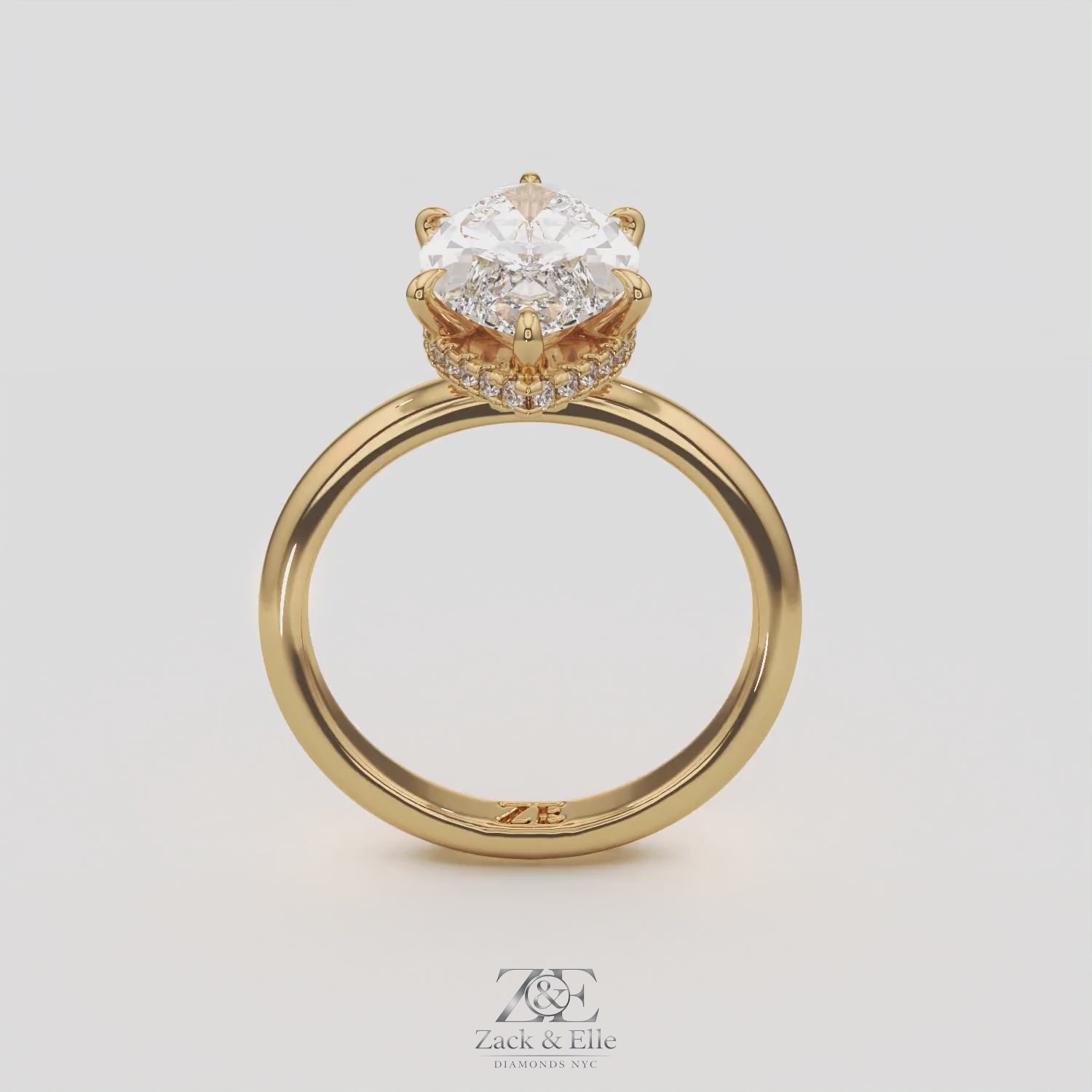 3.18 Ct E VS1 Marquise Halo Lab Grown Diamond Ring, in white gold, 360 spin