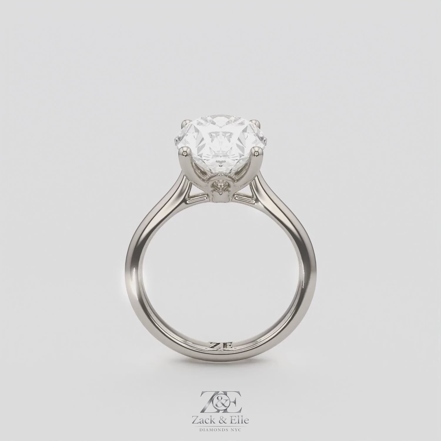 3.00 Ct D VS1 Oval Solitaire Diamond Ring Tulip Setting, in white gold, 360 spin