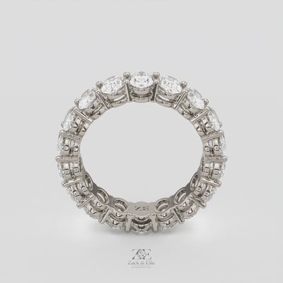 4.00 Ct D-E Color VS1 Oval Lab-Grown Diamond Eternity Ring, in white gold, 360 spin