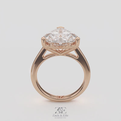 4.00 Ct E VS1 Heart Shape Lab Grown Diamond Solitaire Ring, in white gold, 360 spin