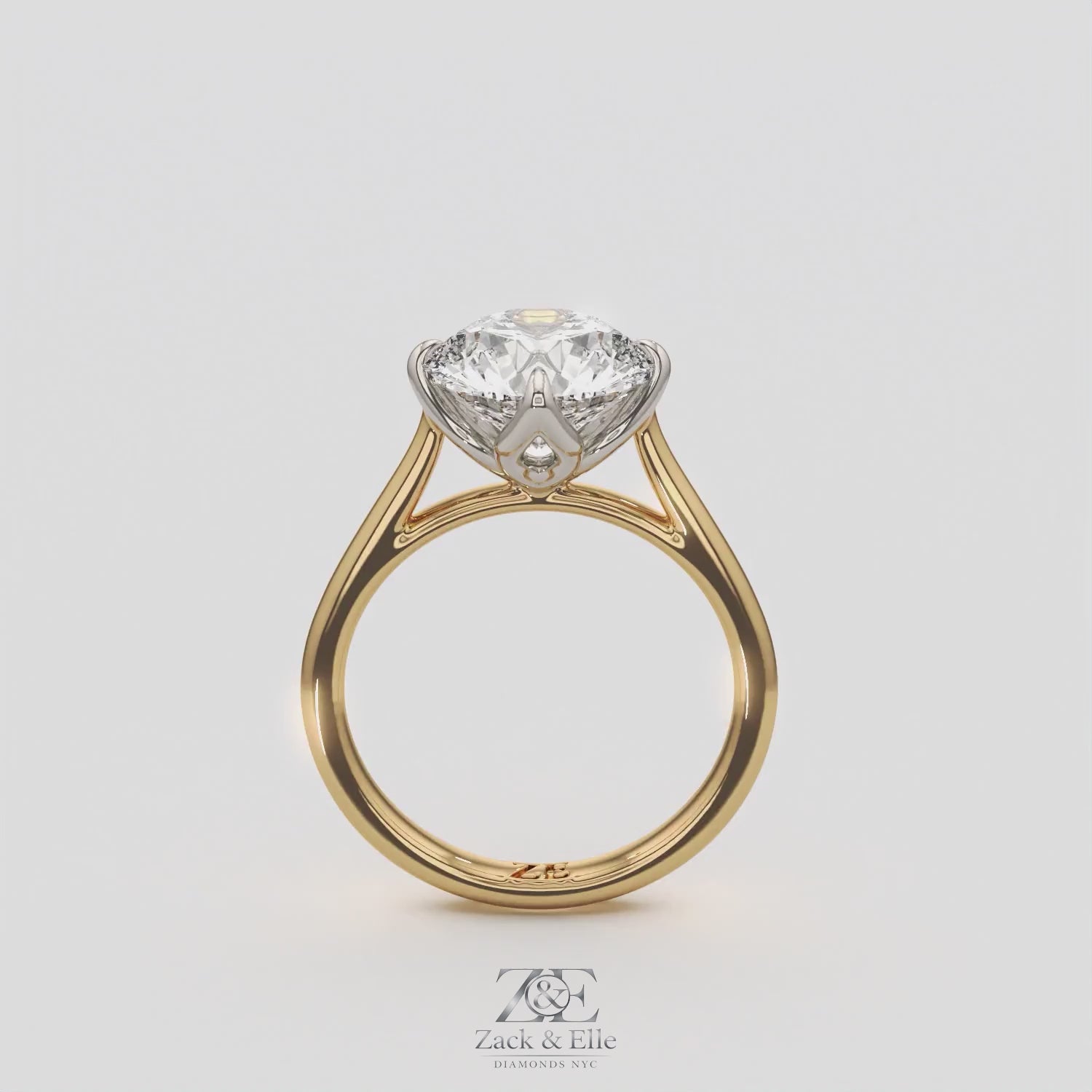 3.00 Ct D VS1 Round Solitaire Diamond Ring Tulip Setting, in white gold, 360 spin