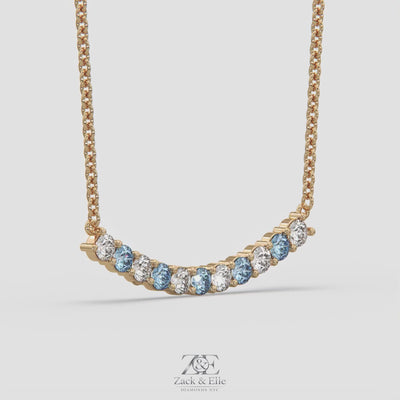 2.50 Ct Fancy Blue and White Diamond Alternating Pendant, in white gold, 360 spin