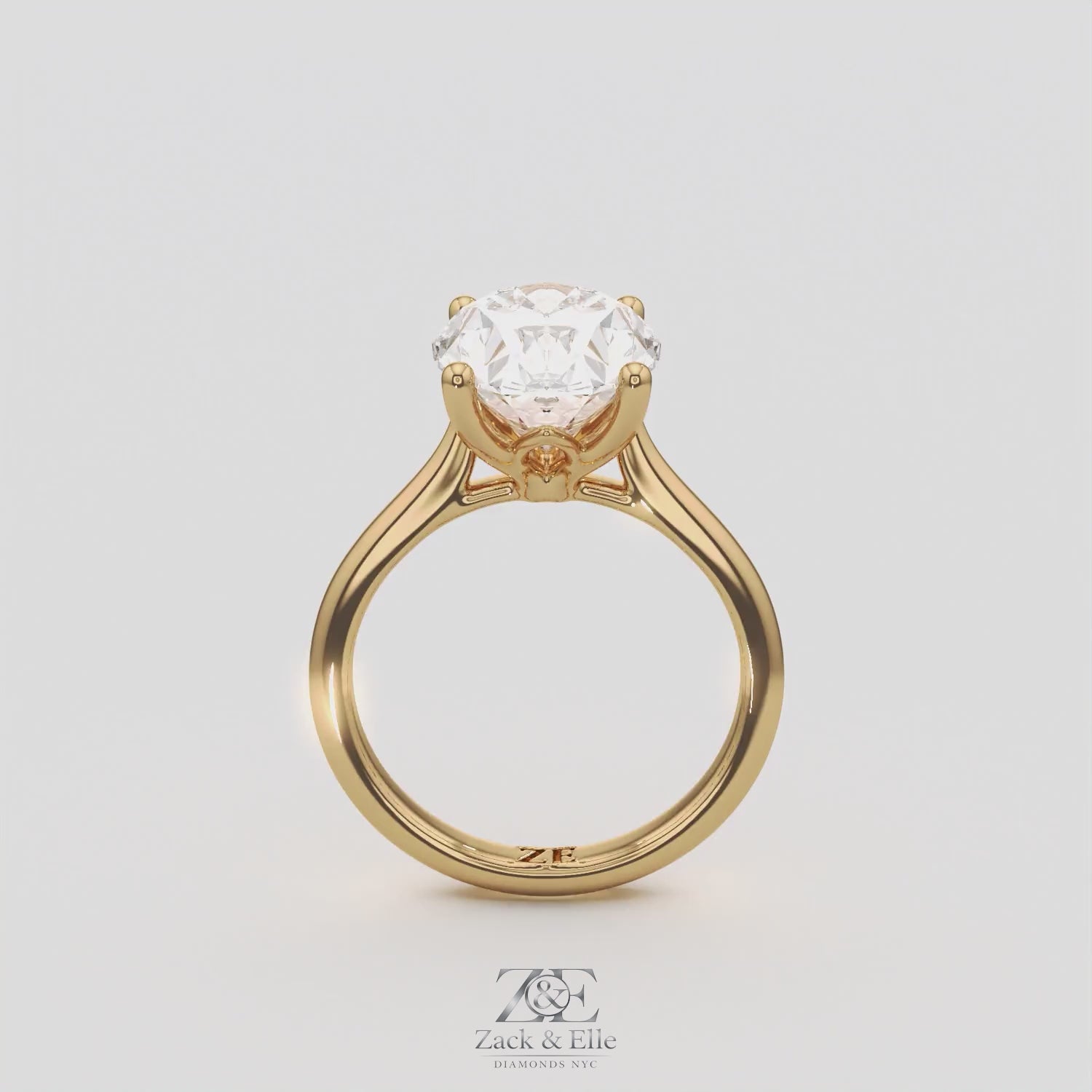 3.00 Ct D VS1 Oval Solitaire Diamond Ring Tulip Setting, in white gold, 360 spin
