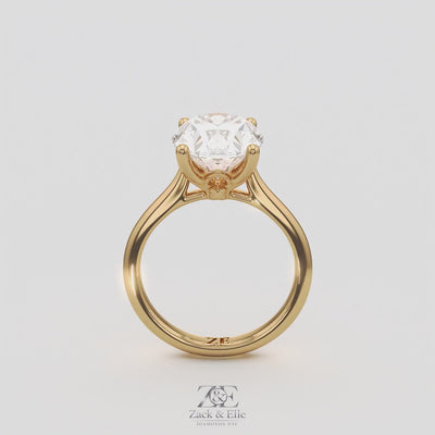 3.00 Ct D VS1 Oval Solitaire Diamond Ring Tulip Setting, in white gold, 360 spin
