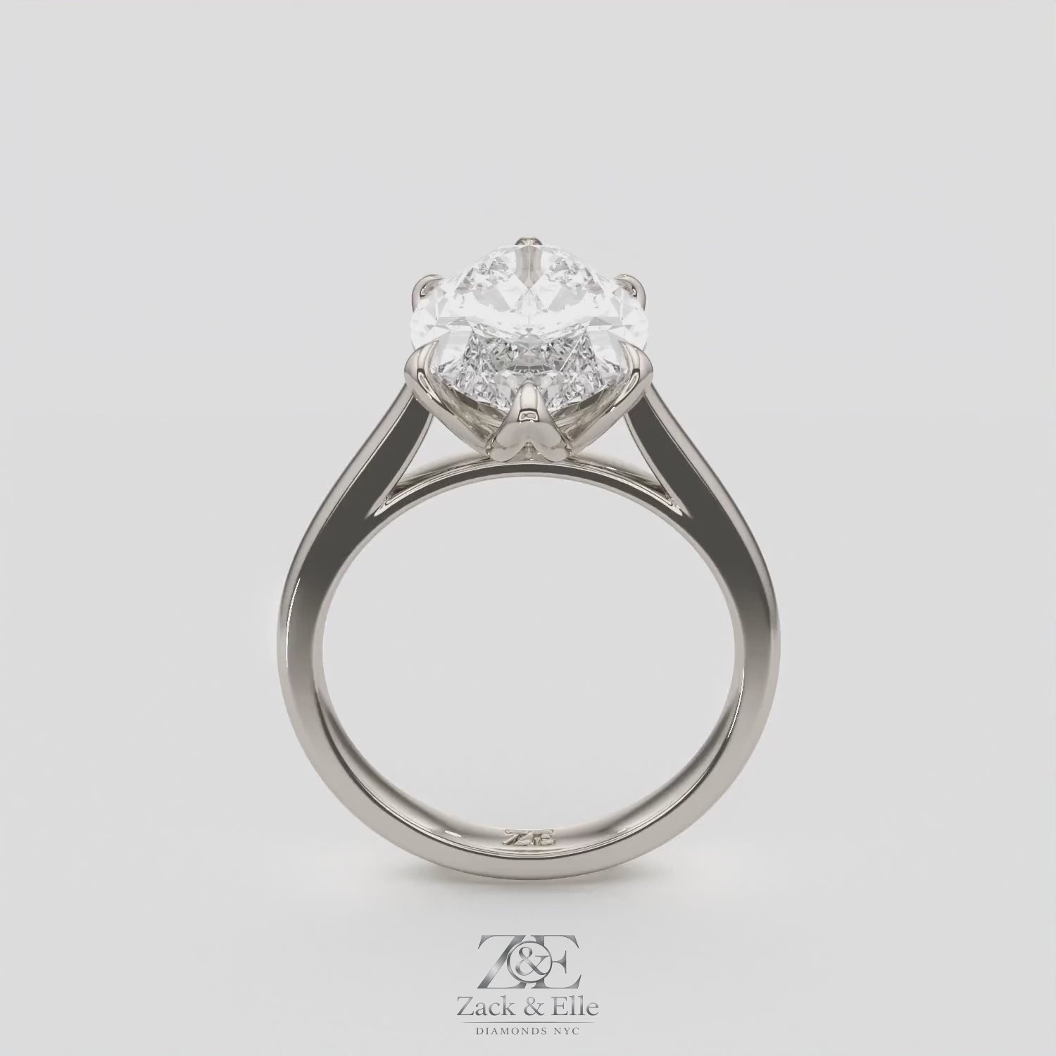 4.00 Ct F VS1 Marquise Tulip Setting Solitaire Diamond Ring, in white gold, 360 spin